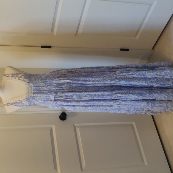 New! Free people slip on boho-chick tier  cornflower combo maxi dress sz S lilac - Picture 15 of 15